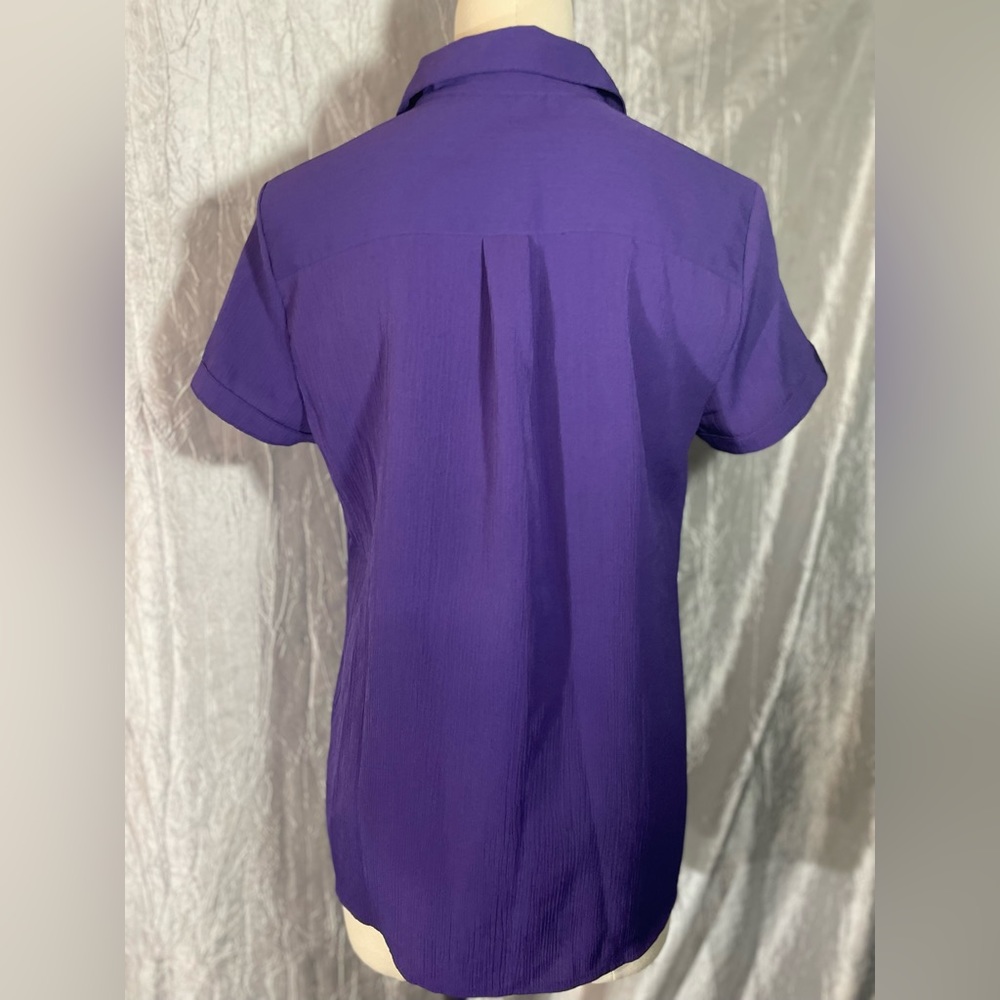 Notations Purple Polyester Button Up Blouse M - image 5